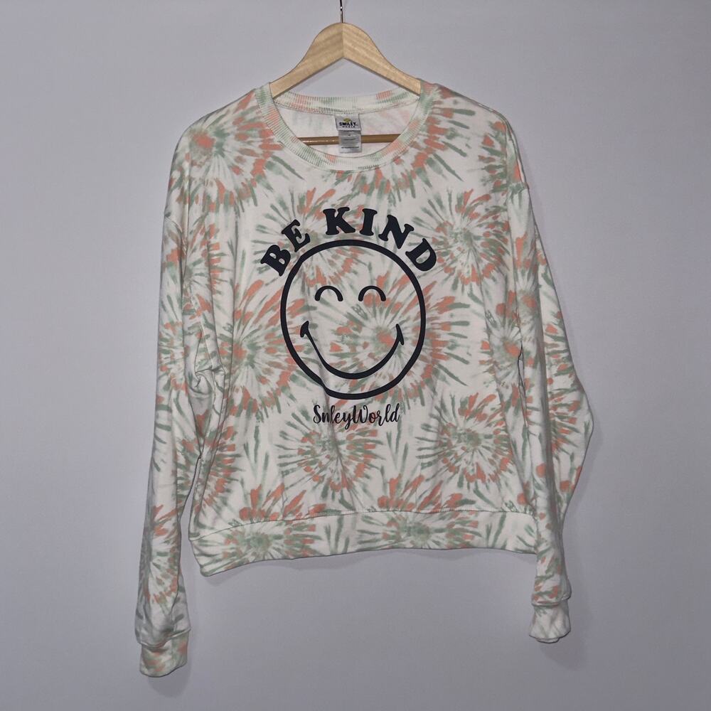 Be Kind smiley face tie dyed long sleeve sweatshirt women’s size XL